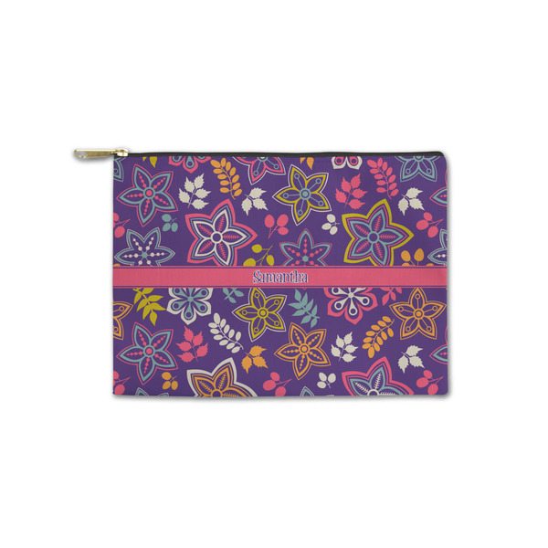 Custom Simple Floral Zipper Pouch - Small - 8.5"x6" (Personalized)