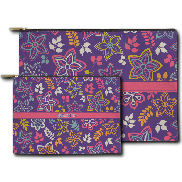 Simple Floral Zippered Pouches - Size Comparison