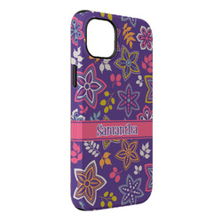 Simple Floral iPhone Case - Rubber Lined - iPhone 14 Plus (Personalized)