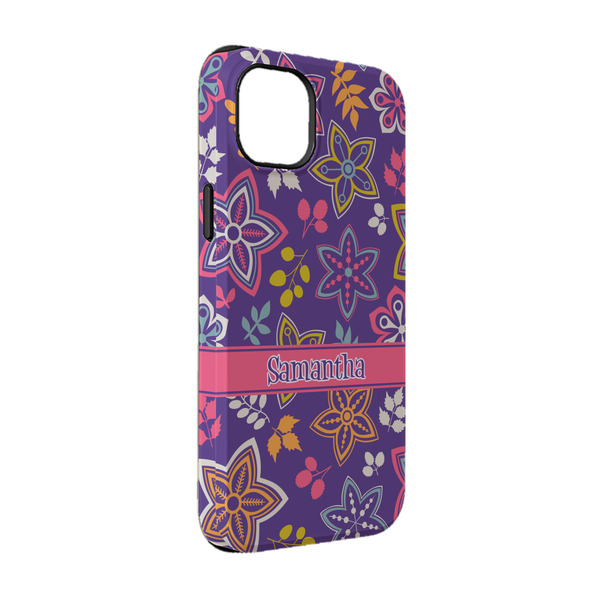 Custom Simple Floral iPhone Case - Rubber Lined - iPhone 14 Pro (Personalized)