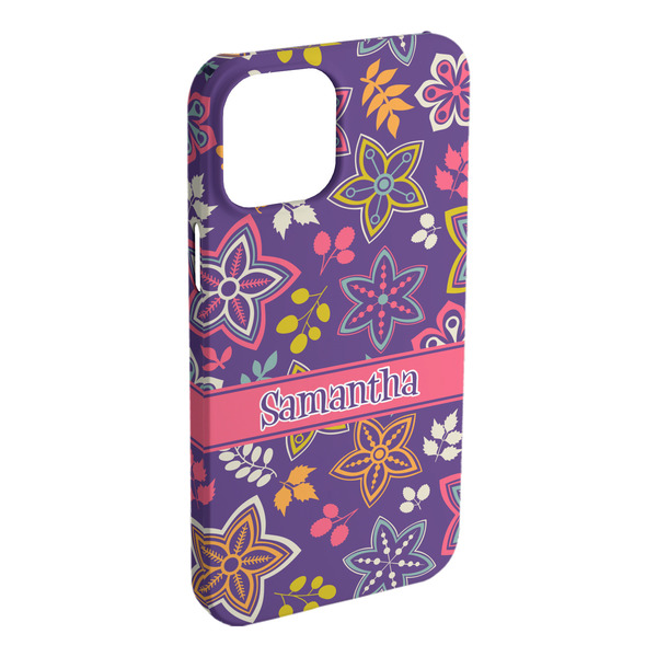 Custom Simple Floral iPhone Case - Plastic - iPhone 15 Plus (Personalized)