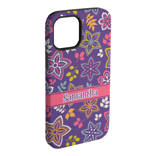 Custom Simple Floral iPhone Case - Rubber Lined (Personalized)