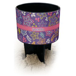 Simple Floral Black Beach Spiker Drink Holder (Personalized)
