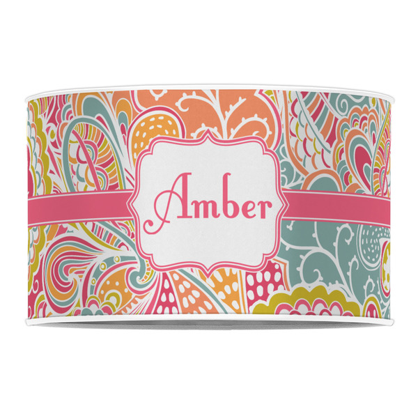 Abstract Foliage 12" Drum Lampshade - FRONT (Poly Film)