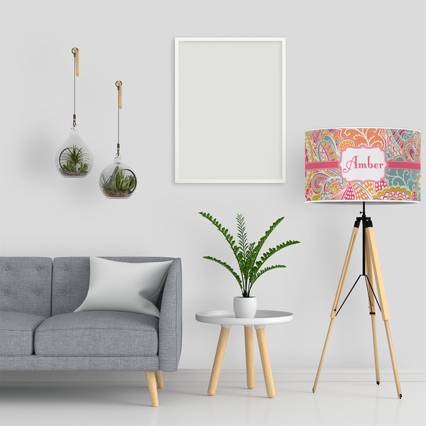 Abstract Foliage 12" Drum Lampshade - LIFESTYLE