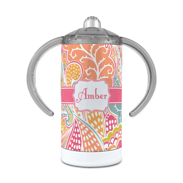Custom Abstract Foliage 12 oz Stainless Steel Sippy Cup (Personalized)