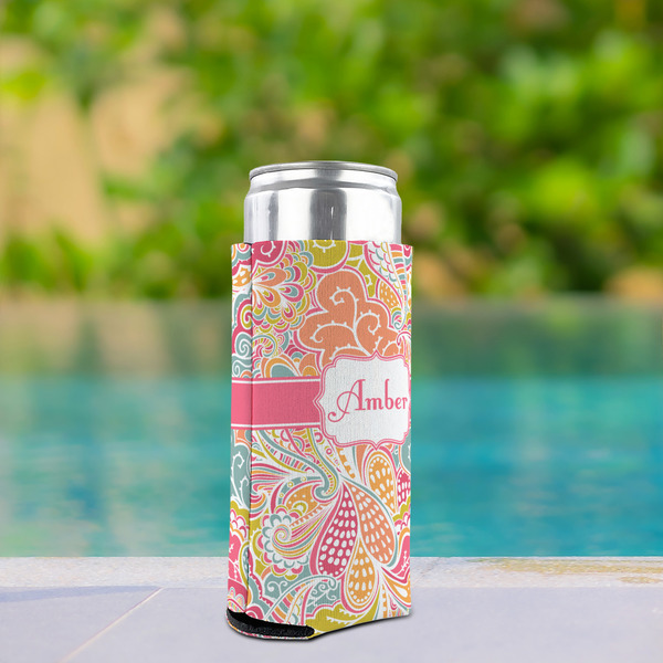 Abstract Foliage Can Cooler - Tall 12oz - In Context