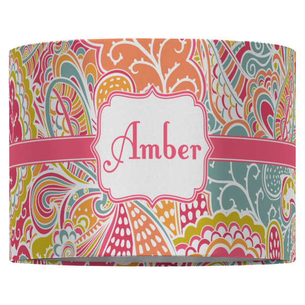 Abstract Foliage 16" Drum Lampshade - FRONT (Fabric)