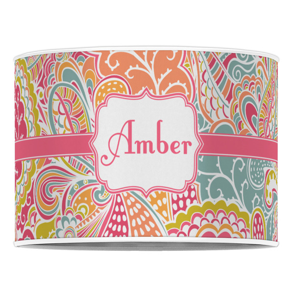 Abstract Foliage 16" Drum Lampshade - FRONT (Poly Film)