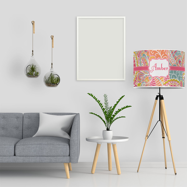 Abstract Foliage 16" Drum Lampshade - LIFESTYLE