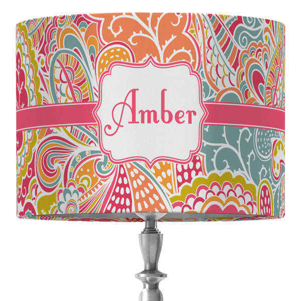 Custom Abstract Foliage 16" Drum Lamp Shade - Fabric (Personalized)