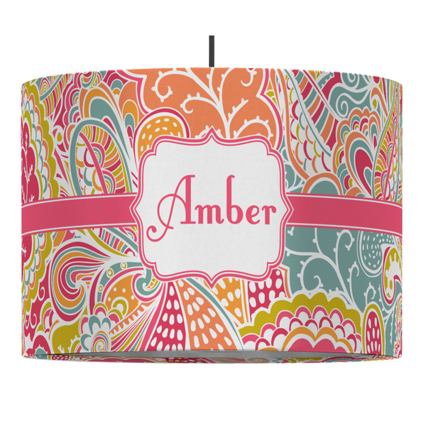 Abstract Foliage 16" Drum Lampshade - PENDANT (Fabric)