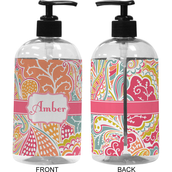 Abstract Foliage 16 oz Plastic Liquid Dispenser (Approval) - Black