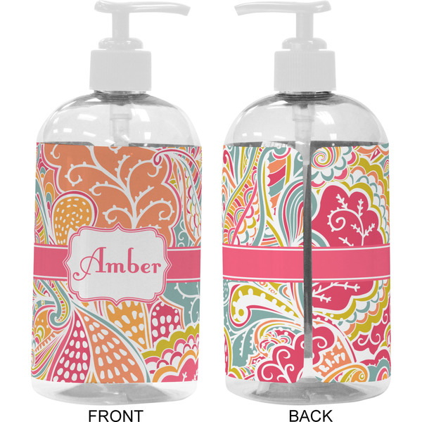 Abstract Foliage 16 oz Plastic Liquid Dispenser- Approval- White