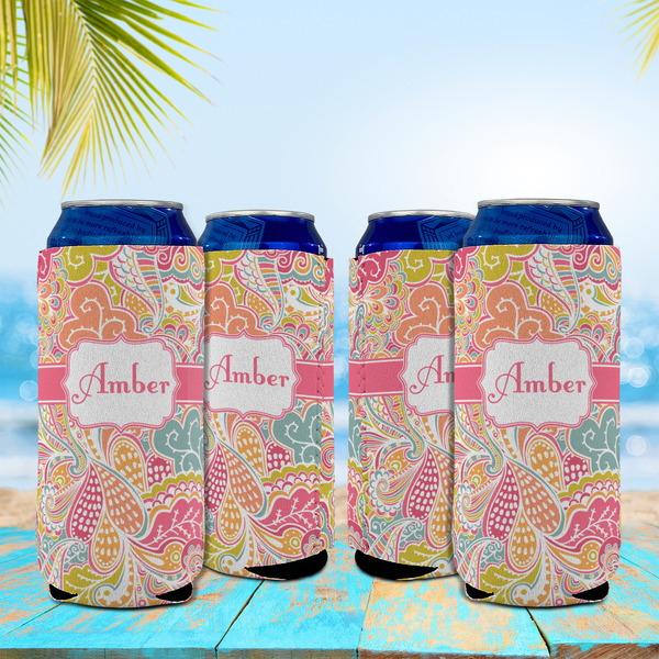 Abstract Foliage 16oz Can Sleeve - Set of 4 - LIFESTYLE