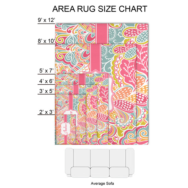 Abstract Foliage 2'x3' Indoor Area Rugs - Size Chart