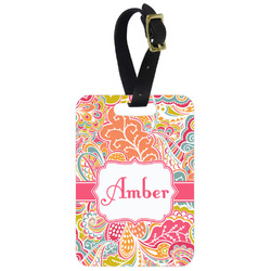 Abstract Foliage Metal Luggage Tag w/ Name or Text