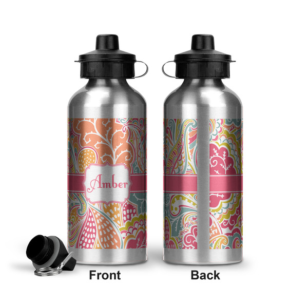 Abstract Foliage Aluminum Water Bottle - Front and Back