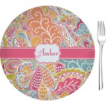 Abstract Foliage 8" Glass Appetizer / Dessert Plates - Single or Set (Personalized)