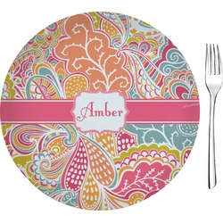 Abstract Foliage 8" Glass Appetizer / Dessert Plates - Single or Set (Personalized)