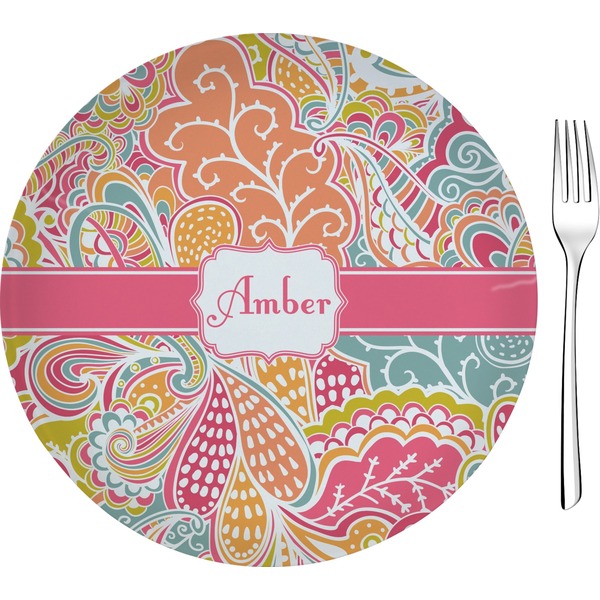 Custom Abstract Foliage 8" Glass Appetizer / Dessert Plates - Single or Set (Personalized)