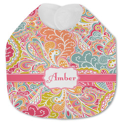 Abstract Foliage Jersey Knit Baby Bib w/ Name or Text