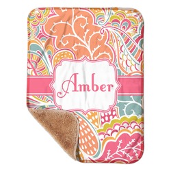 Abstract Foliage Sherpa Baby Blanket - 30" x 40" w/ Name or Text