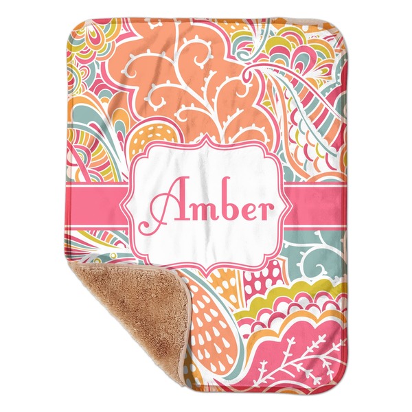 Custom Abstract Foliage Sherpa Baby Blanket - 30" x 40" w/ Name or Text