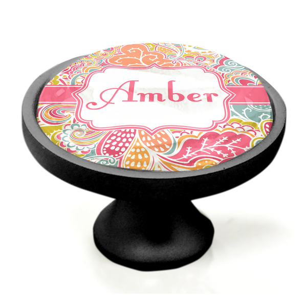 Abstract Foliage Black Custom Cabinet Knob (Side)