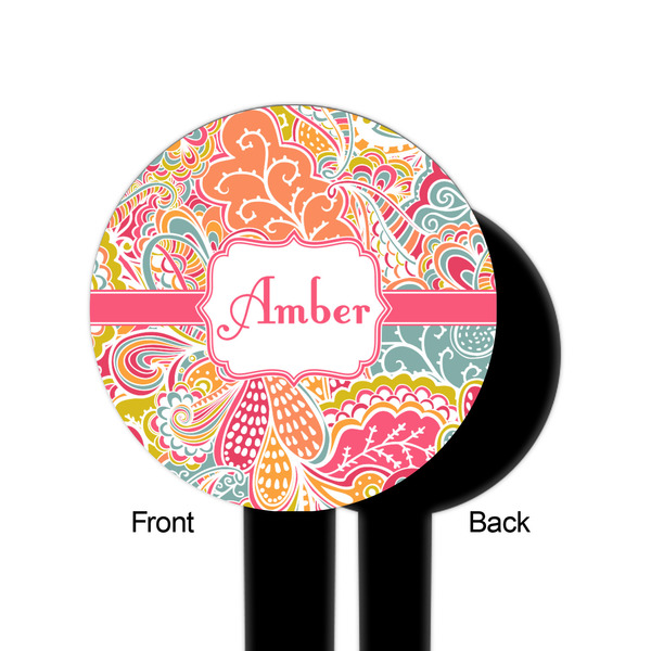 Abstract Foliage Black Plastic 6" Food Pick - Round - Single Sided - Front & Back