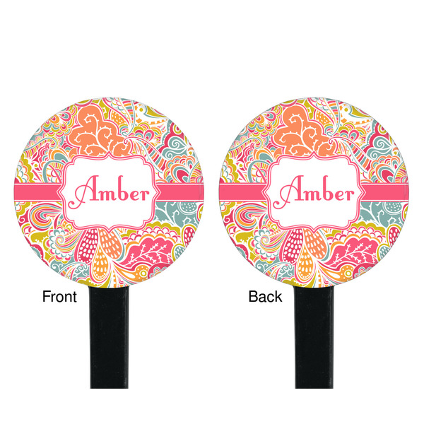 Abstract Foliage Black Plastic 7" Stir Stick - Double Sided - Round - Front & Back