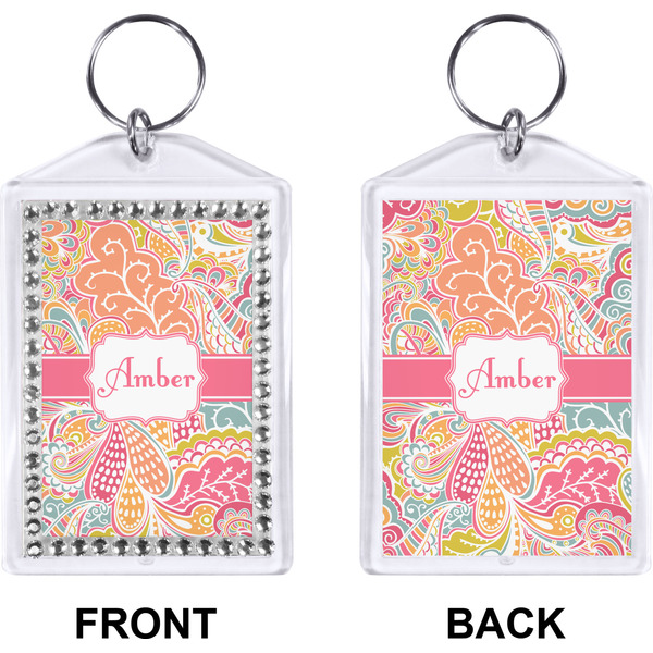 Abstract Foliage Bling Keychain (Front + Back)