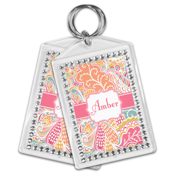 Abstract Foliage Bling Keychain - MAIN