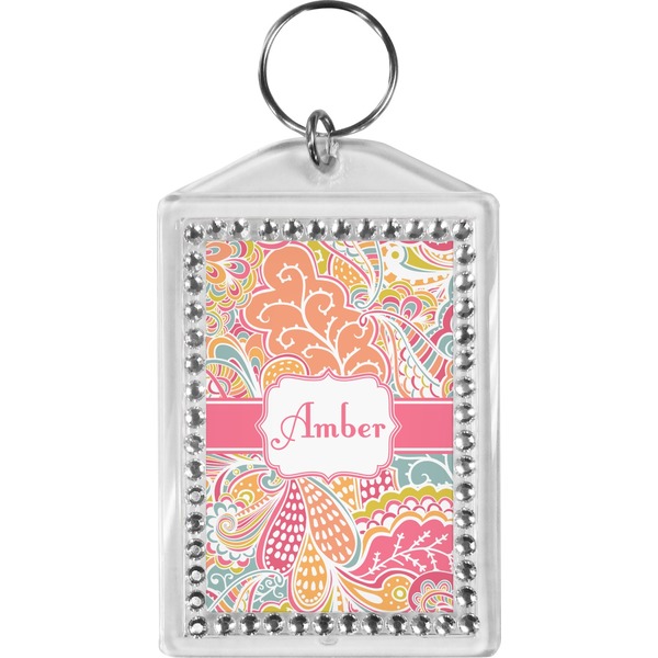 Custom Abstract Foliage Bling Keychain (Personalized)