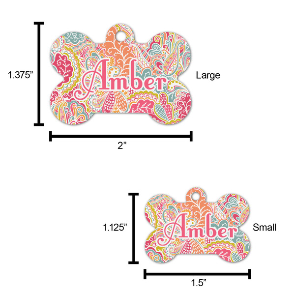 Abstract Foliage Bone Shaped Dog ID Tag - Large - Scale