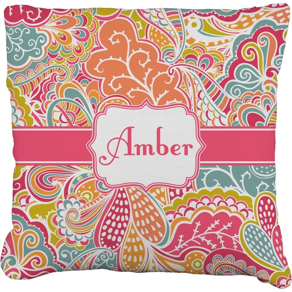 Custom Abstract Foliage Faux-Linen Throw Pillow 16" (Personalized)