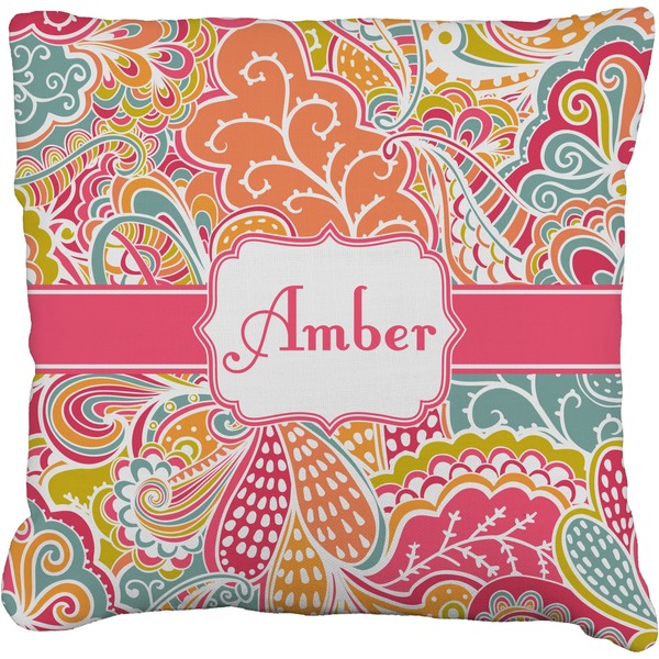 Custom Abstract Foliage Faux-Linen Throw Pillow 18" (Personalized)