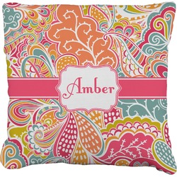 Abstract Foliage Faux-Linen Throw Pillow 20" (Personalized)