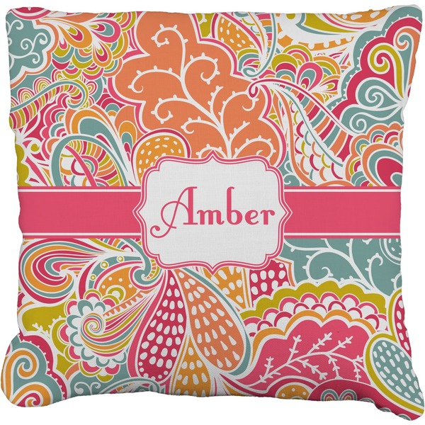 Custom Abstract Foliage Faux-Linen Throw Pillow 20" (Personalized)