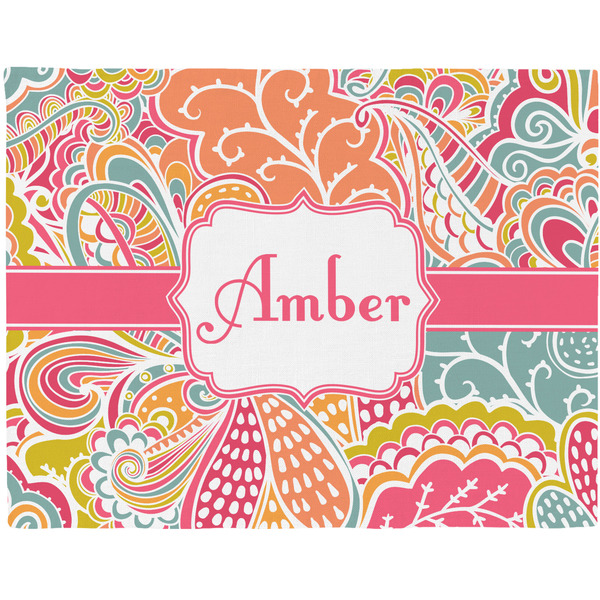 Custom Abstract Foliage Woven Fabric Placemat - Twill w/ Name or Text