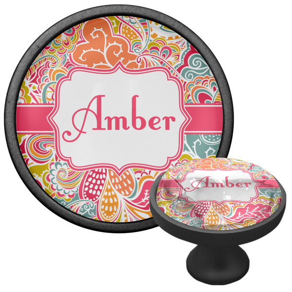 Abstract Foliage Cabinet Knob - Black - Multi Angle