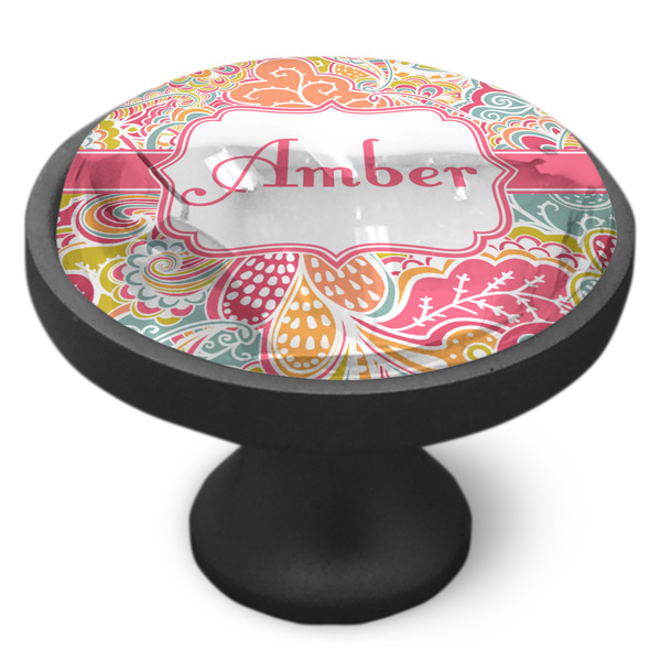 Abstract Foliage Cabinet Knob - Black - Side