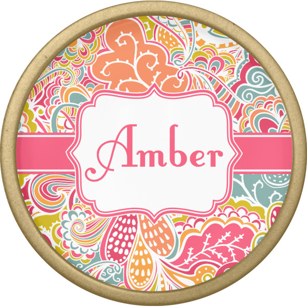 Abstract Foliage Cabinet Knob - Gold - Front