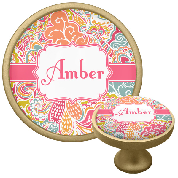 Abstract Foliage Cabinet Knob - Gold - Multi Angle