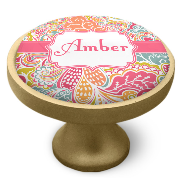 Abstract Foliage Cabinet Knob - Gold - Side