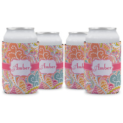 Abstract Foliage Can Cooler (12 oz) - Set of 4 w/ Name or Text