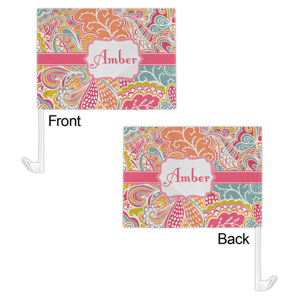 Abstract Foliage Car Flag - 11" x 8" - Front & Back View