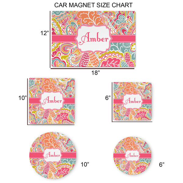 Abstract Foliage Car Magnets - SIZE CHART