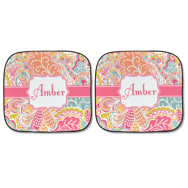 Abstract Foliage Car Sun Shades - FRONT
