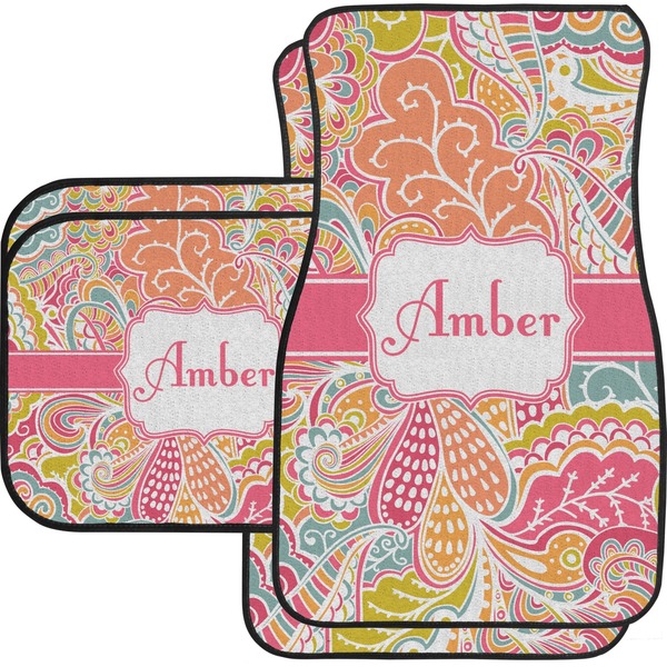Custom Abstract Foliage Car Floor Mats Set - 2 Front & 2 Back (Personalized)